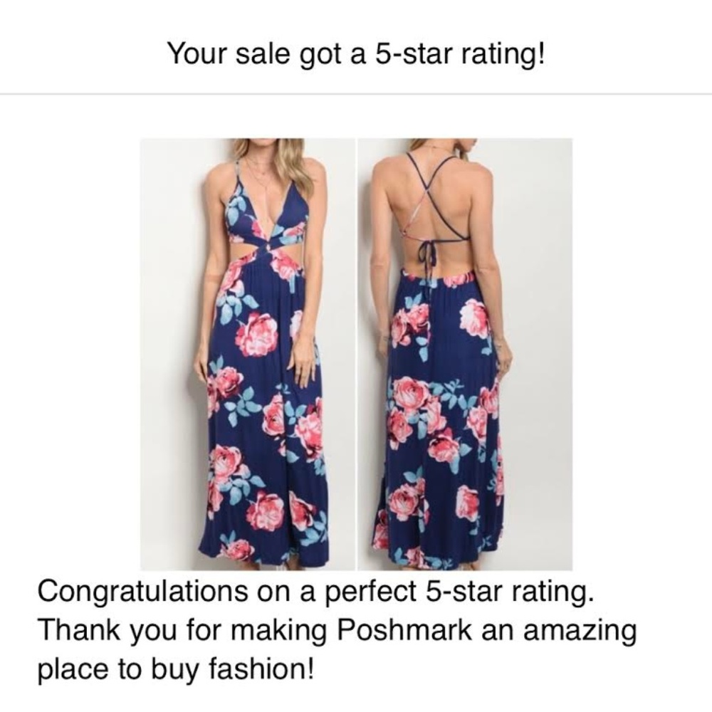 Navy Floral Open back Maxi! - Picture 4 of 6
